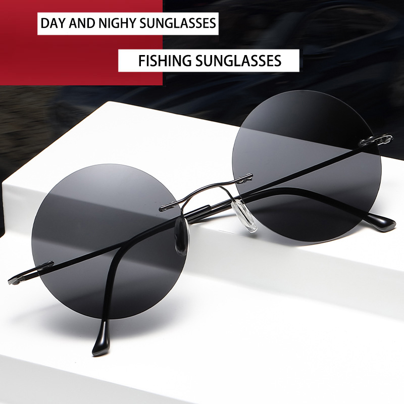 Sunglasses Uv400 - BOYSEEN Ultralichte gepolariseerde ronde frameloze zonnebril