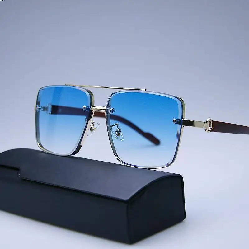 Designer Sunglasses - Mode Retro Vierkante Metalen Zonnebril Oversized