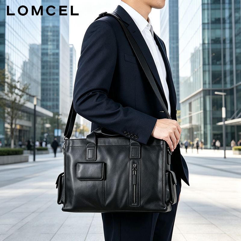 Leather Briefcase - LOMCEL P116: een modieuze handtas van