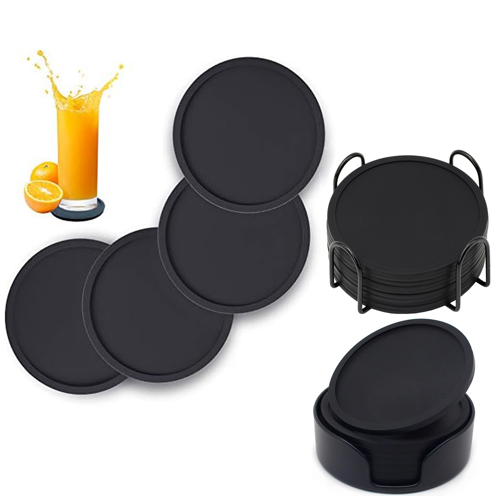 Marble Coaster Set - Siliconen onderzetters met houder Outdoor bekermat