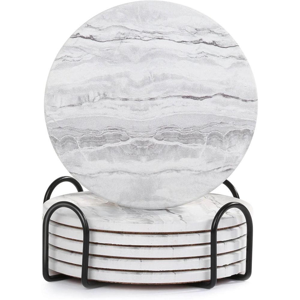 6-delige absorberende onderzet - Marble Coaster Set recensie en prijs