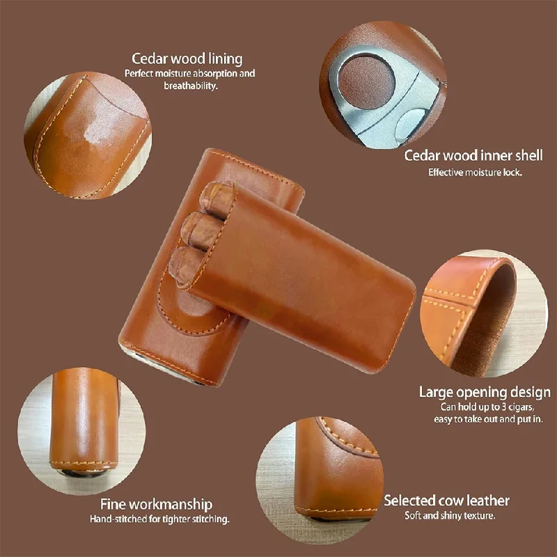 Leren etui voor 3 sigaren met  - Premium Cigar Case recensie en prijs