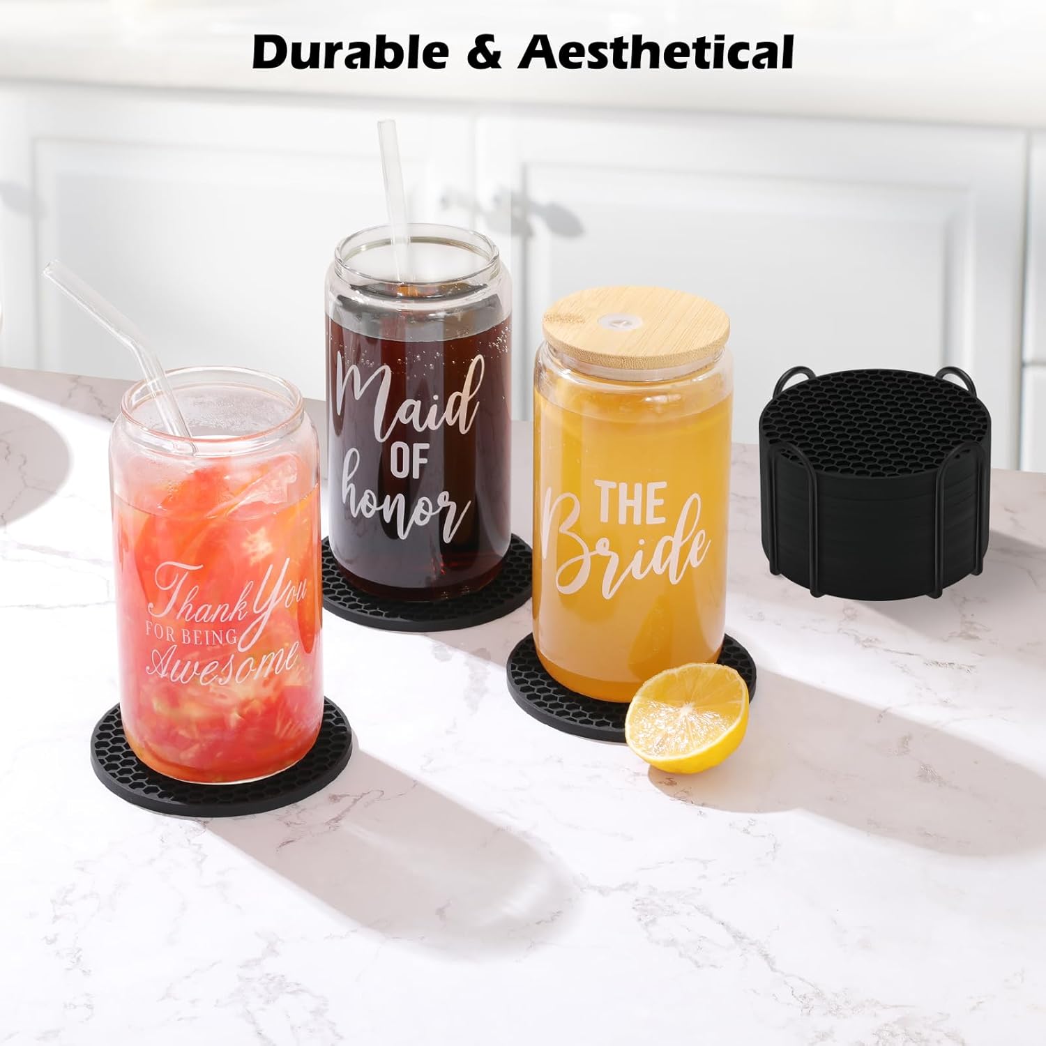 Siliconen onderzetterset met h - Marble Coaster Set recensie en prijs
