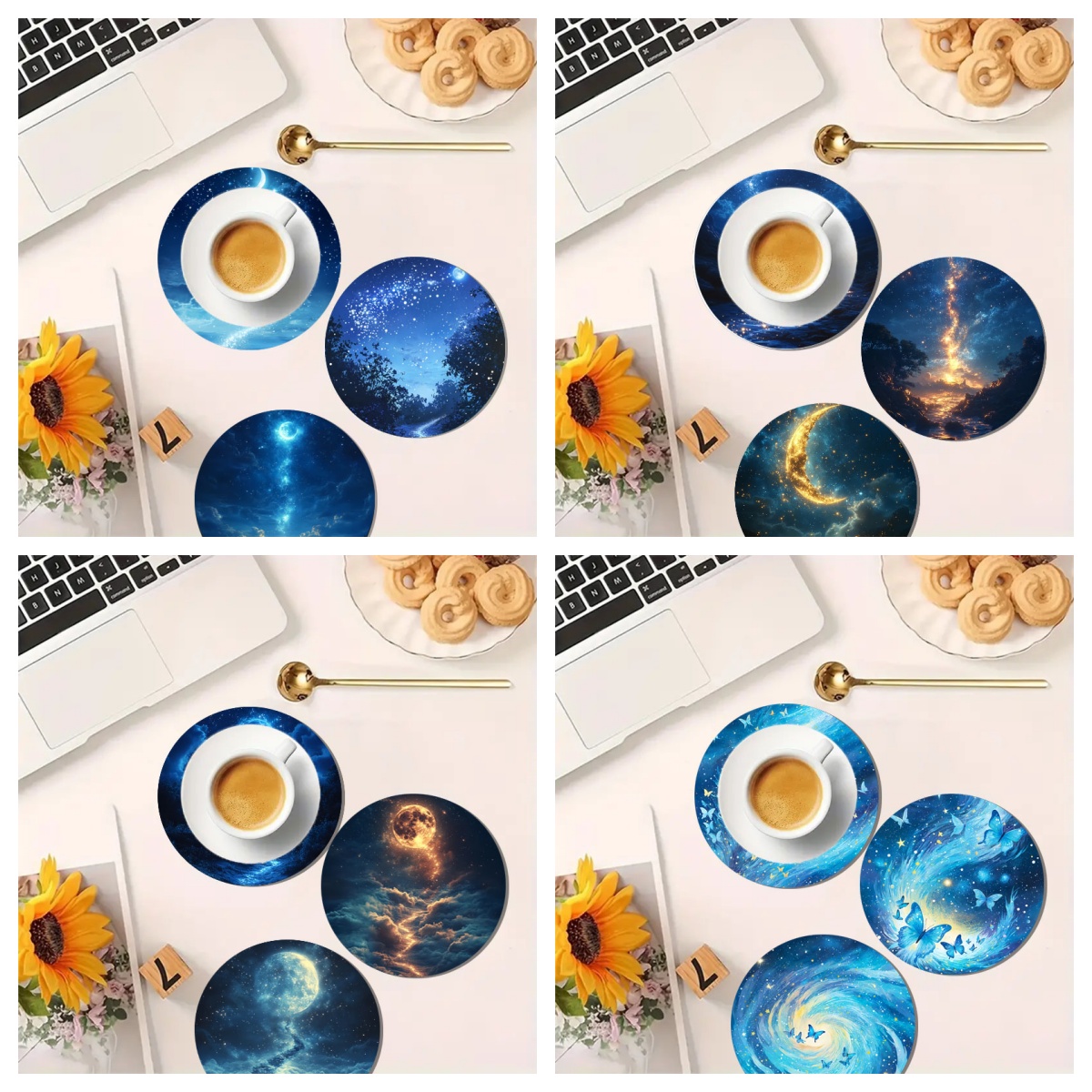 4-delige set kleurrijke onderz - Marble Coaster Set recensie en prijs