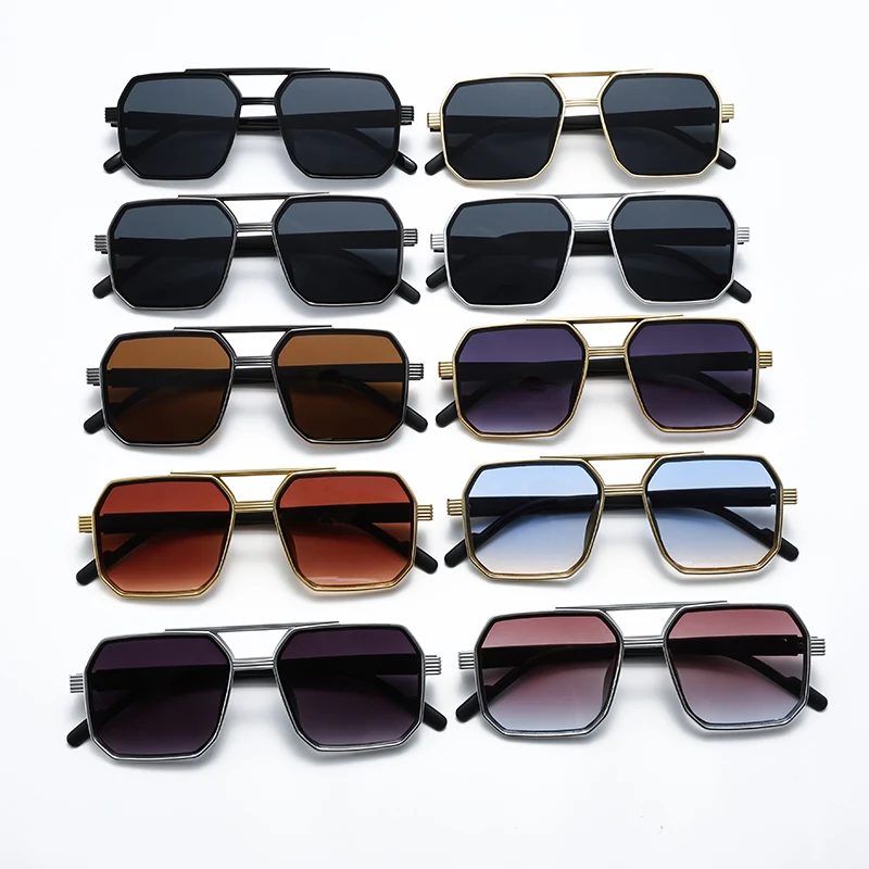 Nieuwe mode dubbele balk polyg - Sunglasses Uv400 recensie en prijs