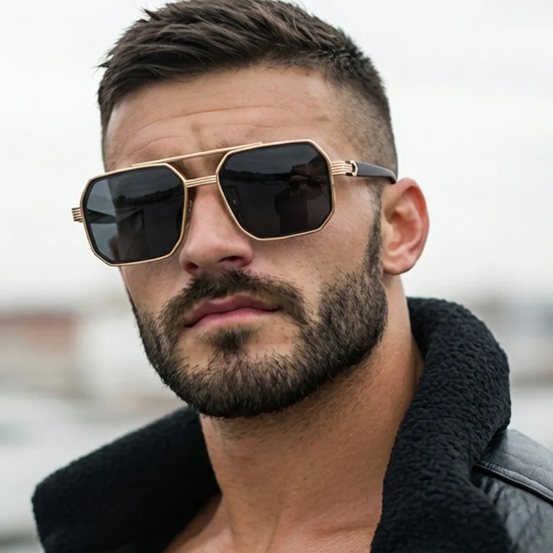 Nieuwe mode dubbele balk polyg - Sunglasses Uv400 recensie en prijs